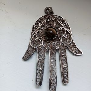 Vintage sterling hamsa pendant